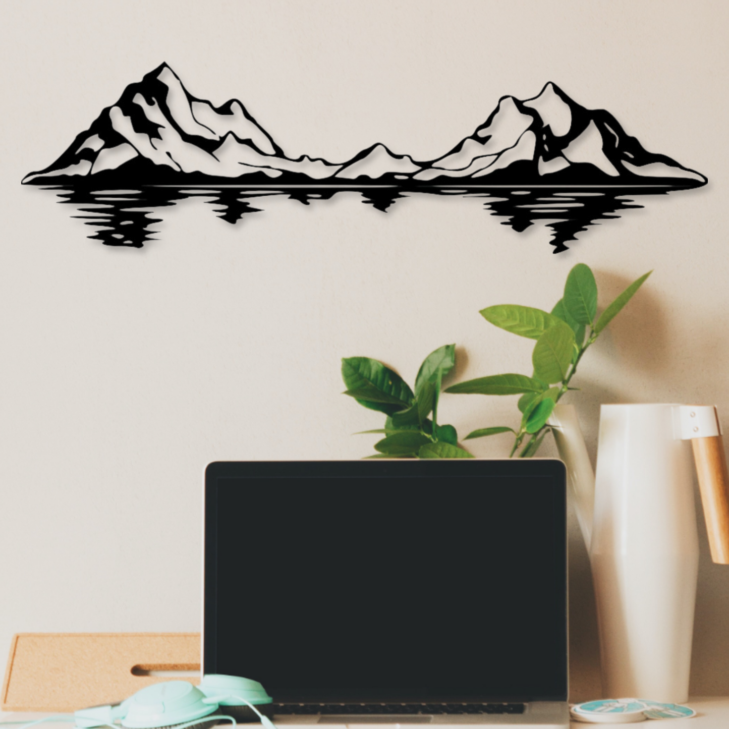 Wandbild aus Holz: Berglandschaft mit See | Deko, Wandkunst, Geschenk für Bergsteiger, Klettern