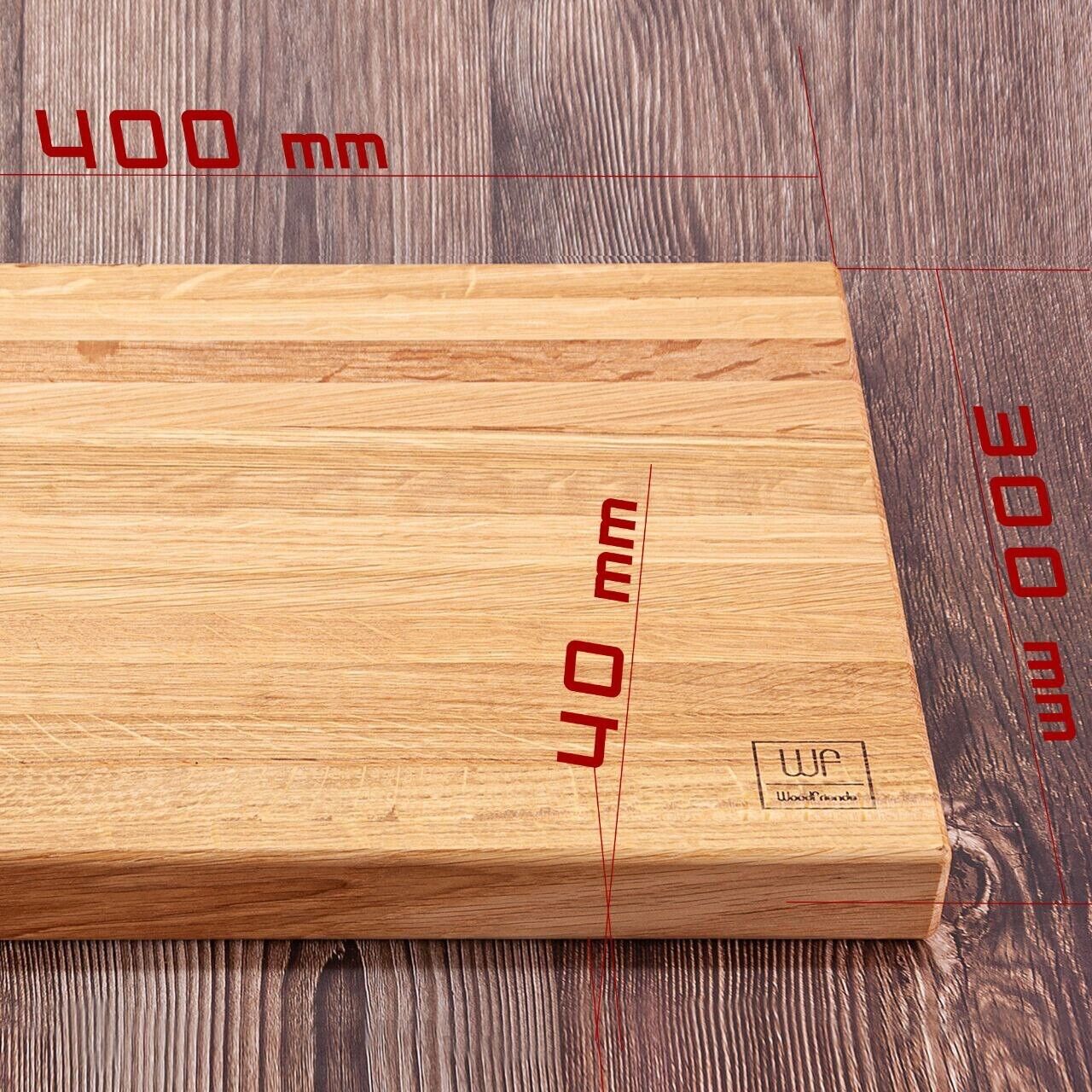 WoodFriends Schneidebrett aus Eiche Massivholz 40x30x4cm Griffausschn Grillbrett