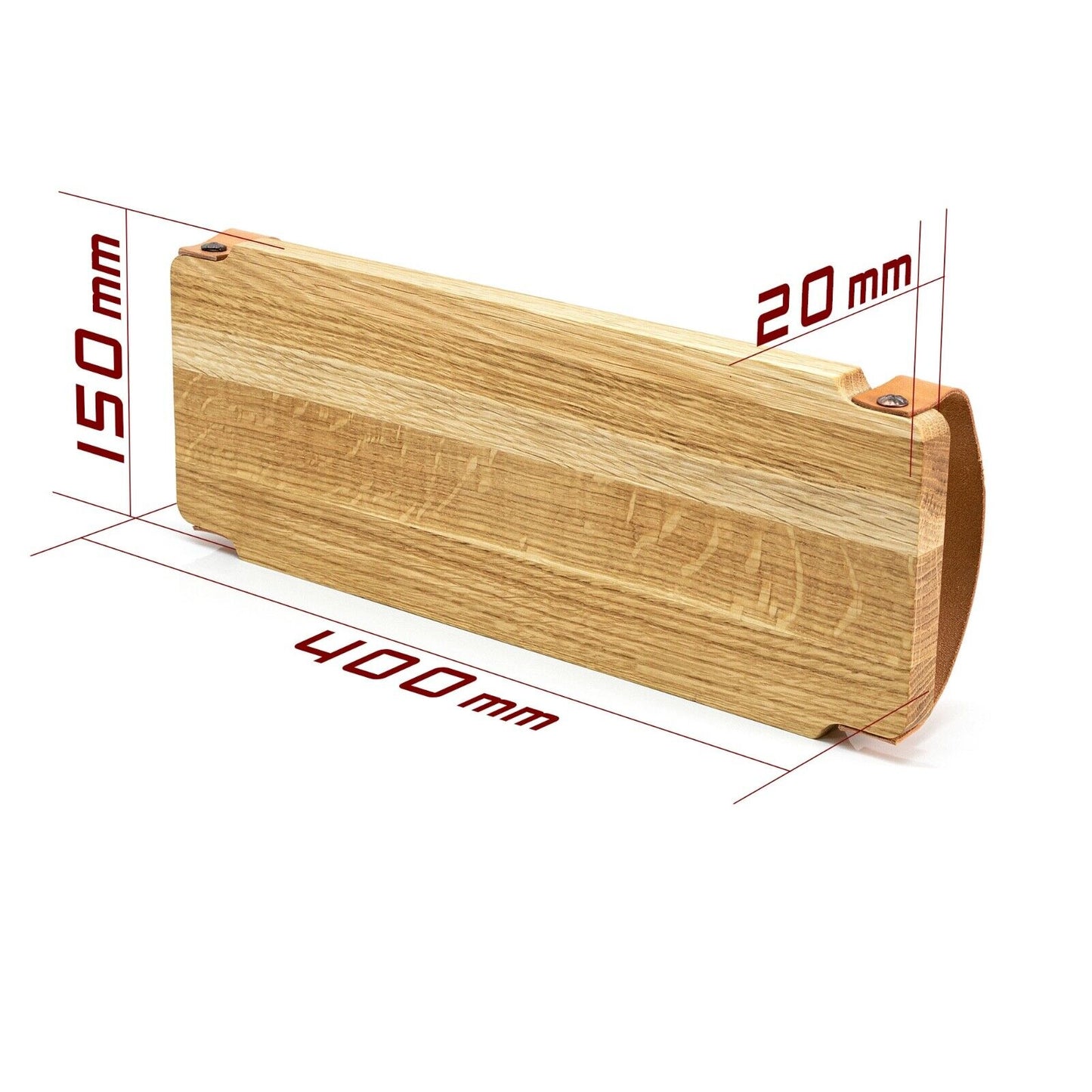 WoodFriends Servierbrett aus Eiche Massivholz 40x15x2cm Ledergriff Schneidebrett