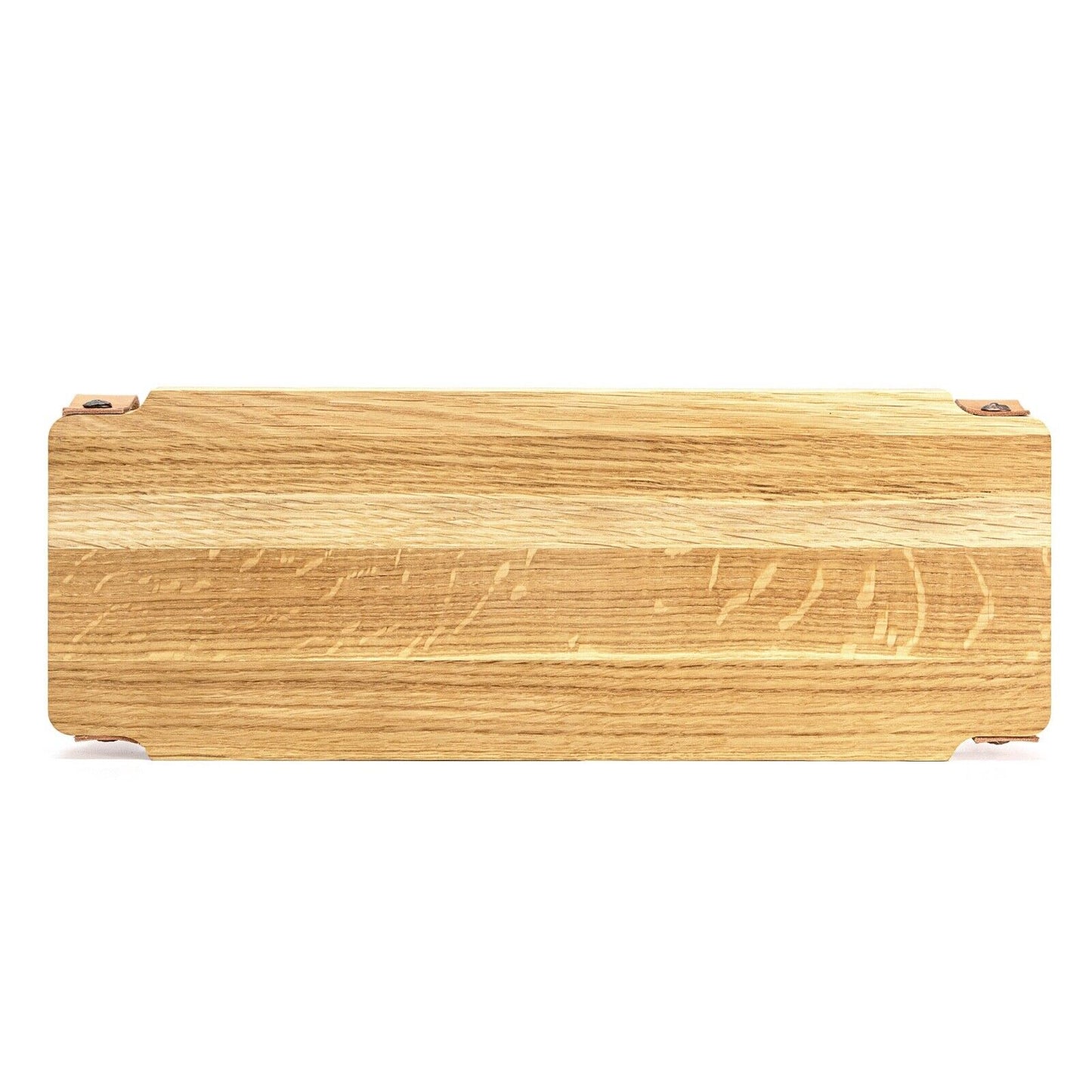 WoodFriends Servierbrett aus Eiche Massivholz 40x15x2cm Ledergriff Schneidebrett