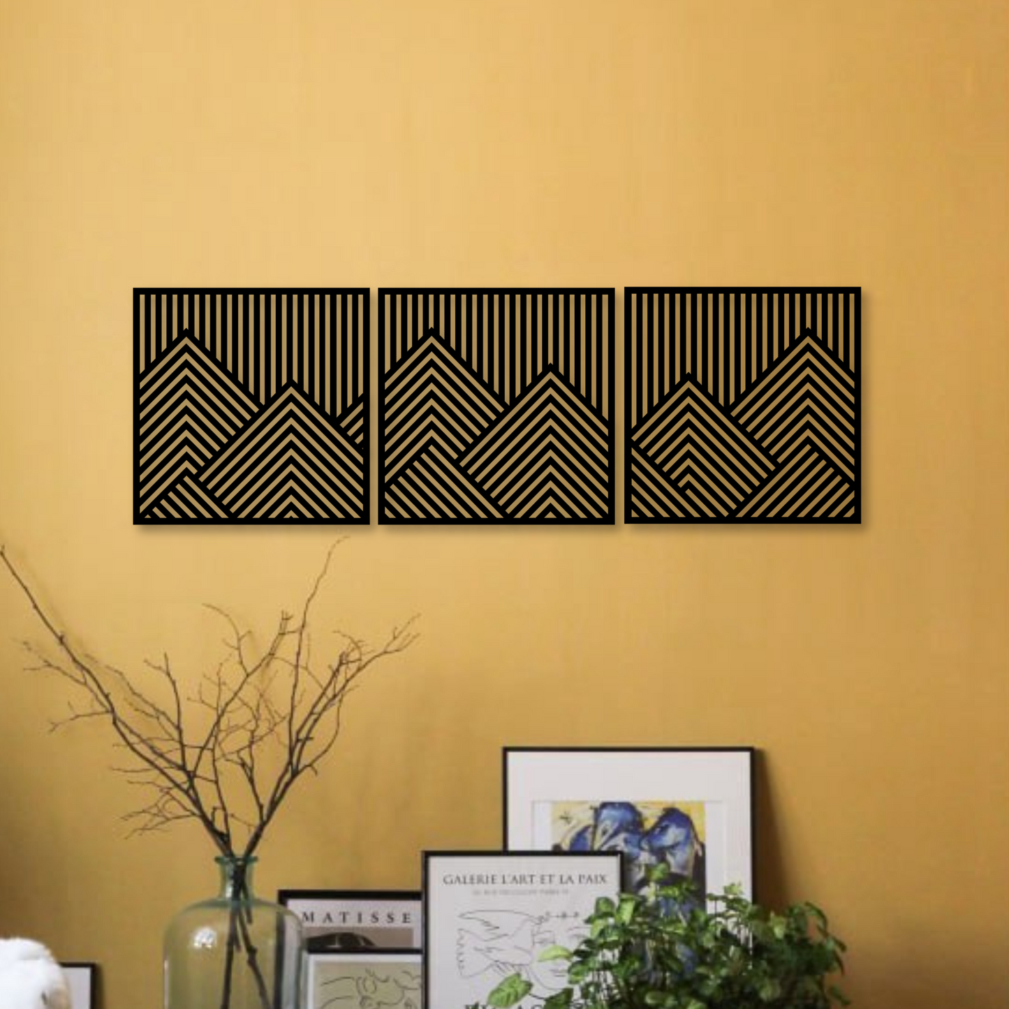 Wandbild aus Holz: Geometrische Berge | Deko, Wandkunst, Geschenk für Bergsteiger & Wanderer