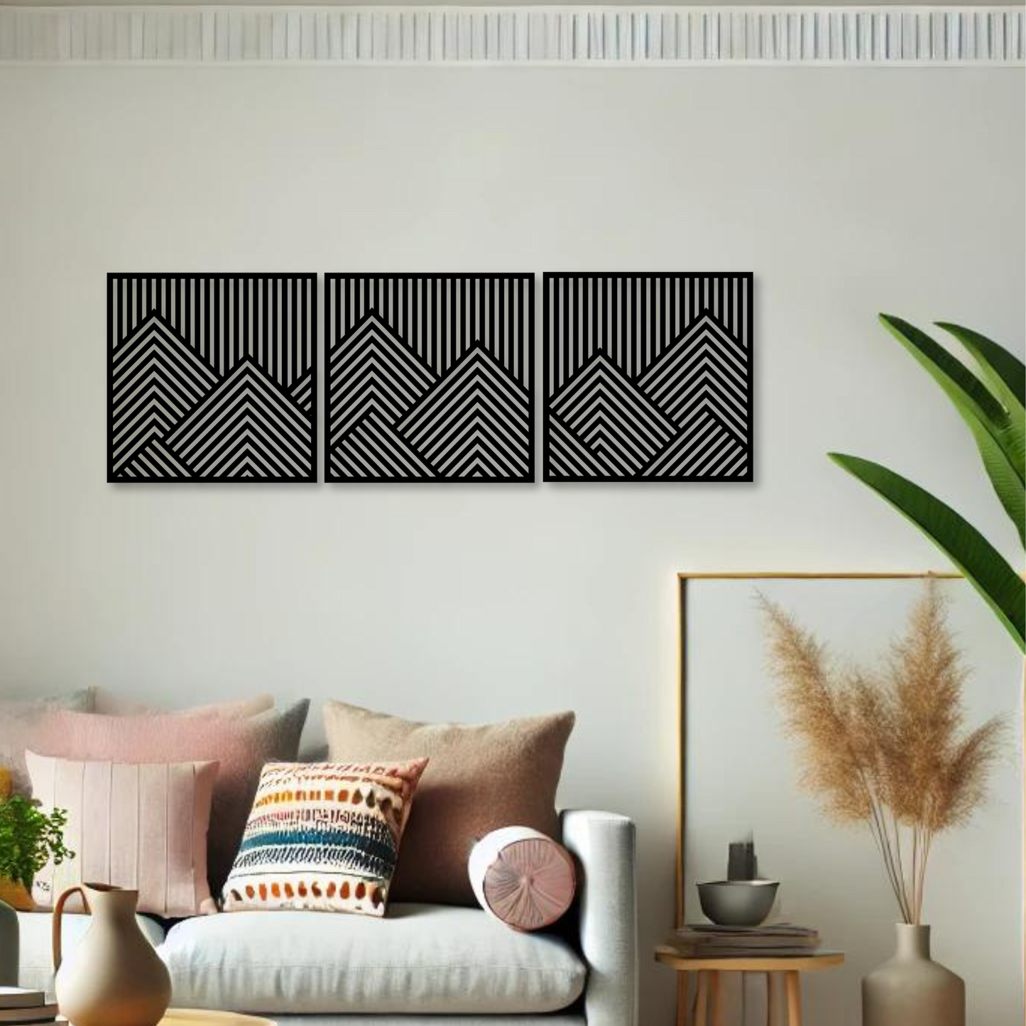 Wandbild aus Holz: Geometrische Berge | Deko, Wandkunst, Geschenk für Bergsteiger & Wanderer