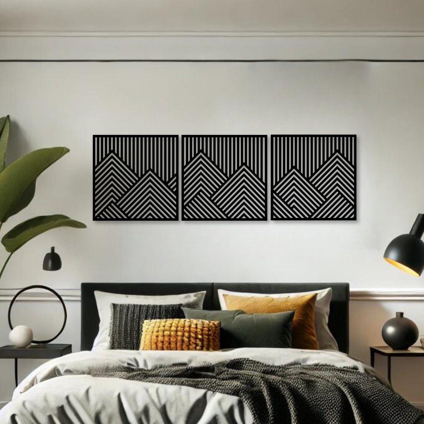 Wandbild aus Holz: Geometrische Berge | Deko, Wandkunst, Geschenk für Bergsteiger & Wanderer