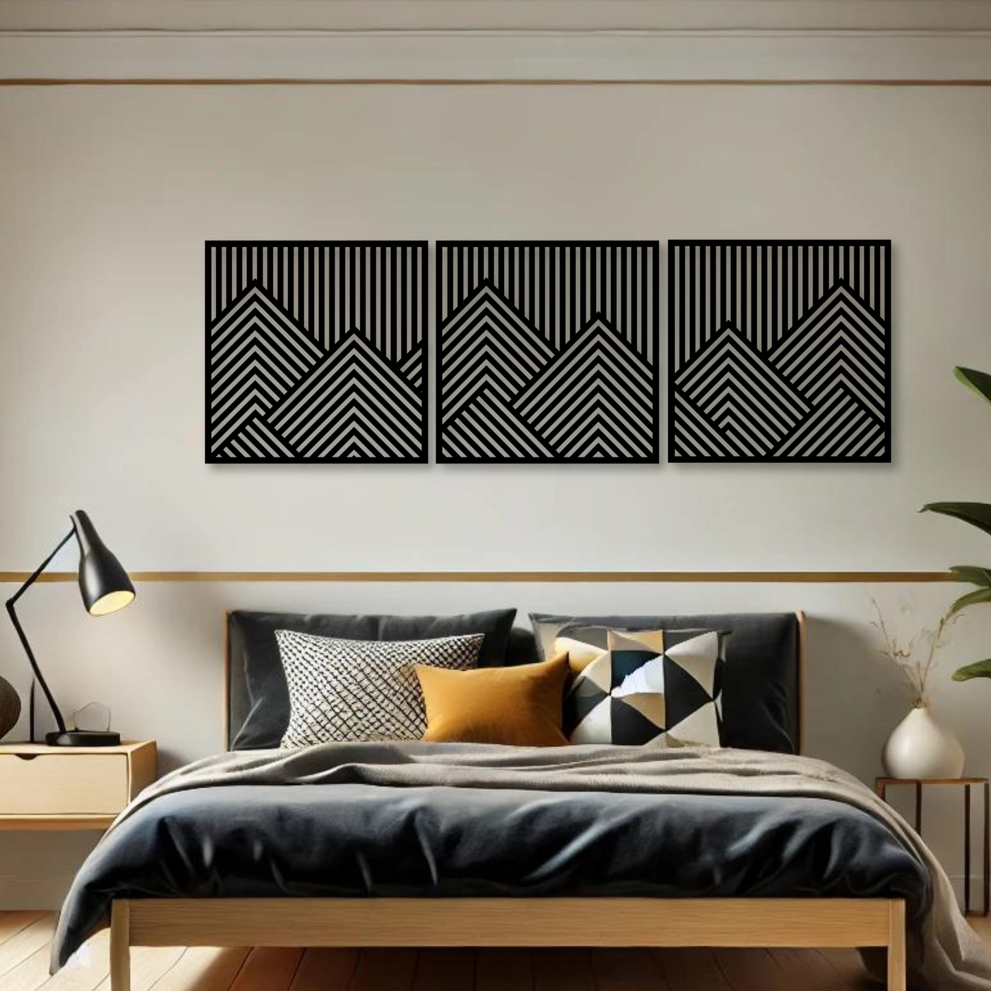 Wandbild aus Holz: Geometrische Berge | Deko, Wandkunst, Geschenk für Bergsteiger & Wanderer