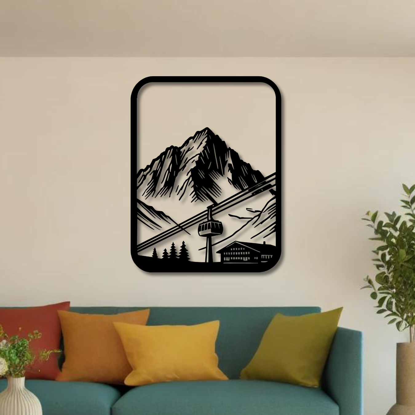 Wandbild aus Holz: Berglandschaft | Deko & Wandkunst, Geschenk für Bergsteiger, Wandern, Klettern