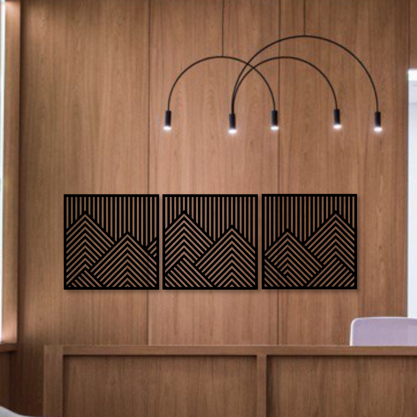 Wandbild aus Holz: Geometrische Berge | Deko, Wandkunst, Geschenk für Bergsteiger & Wanderer
