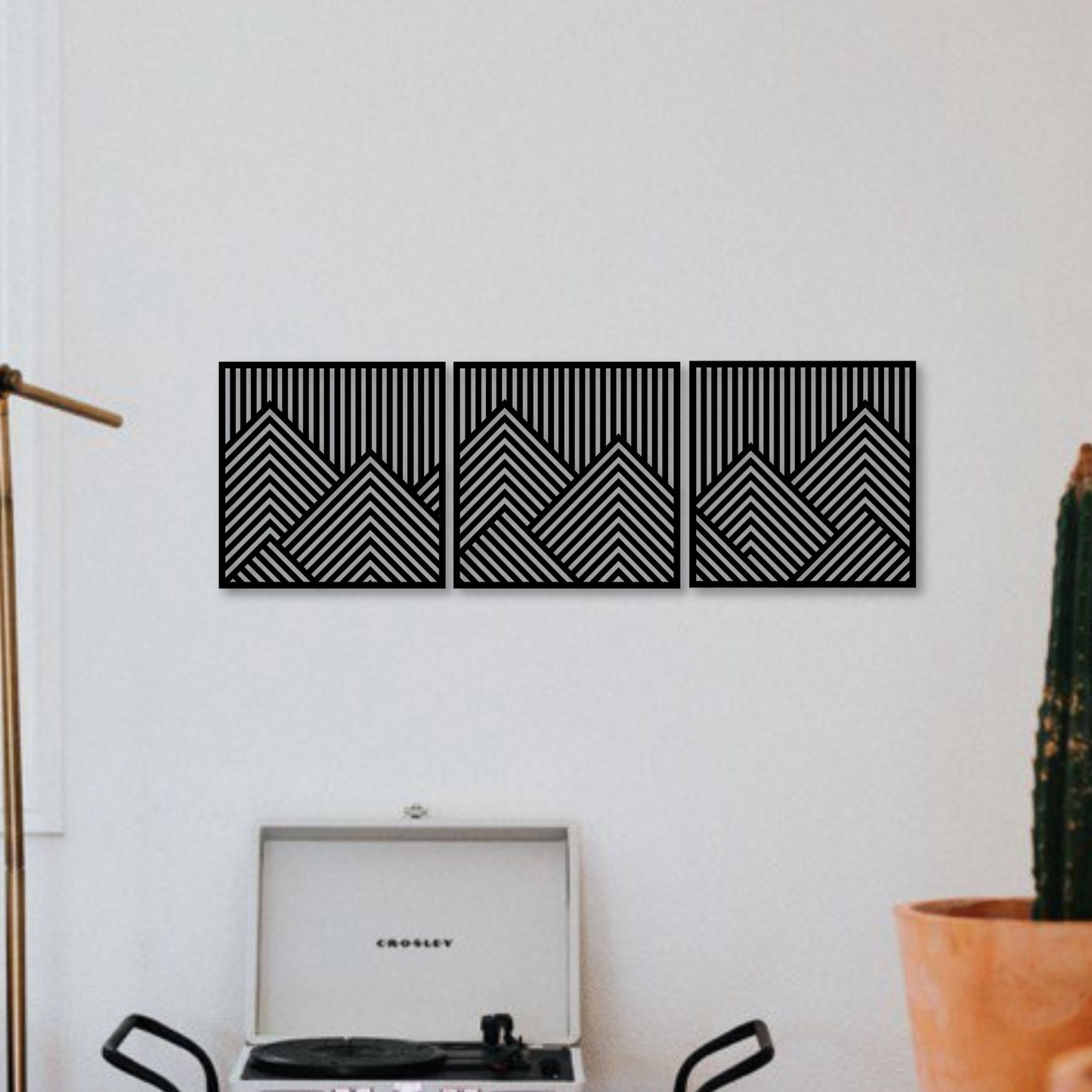 Wandbild aus Holz: Geometrische Berge | Deko, Wandkunst, Geschenk für Bergsteiger & Wanderer