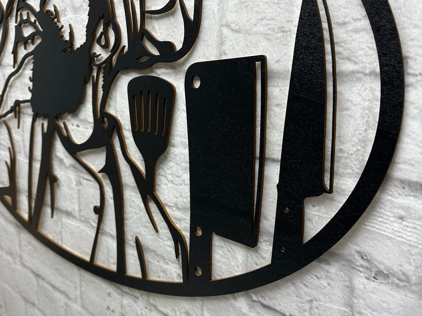 personalisertes Holzschild Küchen Deko Wanddeko Geschenk für Koch Wandbild Wandtattoo Restaurant Bar Gastromnie Garten Jubiläum Geburtstag