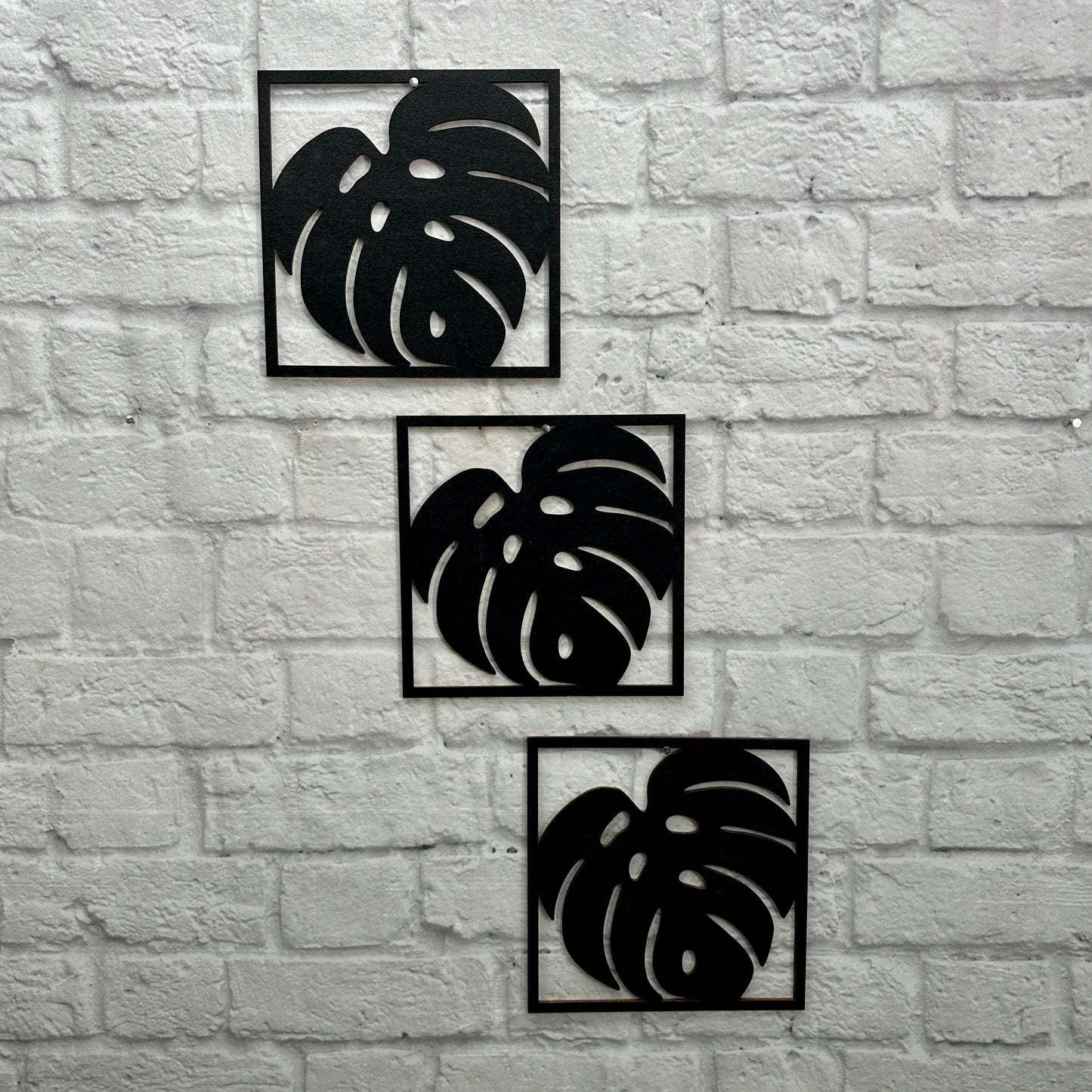 Philodendron Palmenblatt Monstera Wandbild aus Holz Dekoration Interior Geschenk