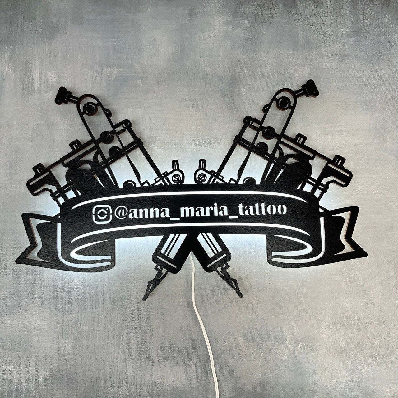 personalisiertes Geschenk für Tattoo Meister Master Tätowierer Tattoostudio Wanddeko Tattoomaschine Salon Geburtstag Jubiläum Firmenlogo