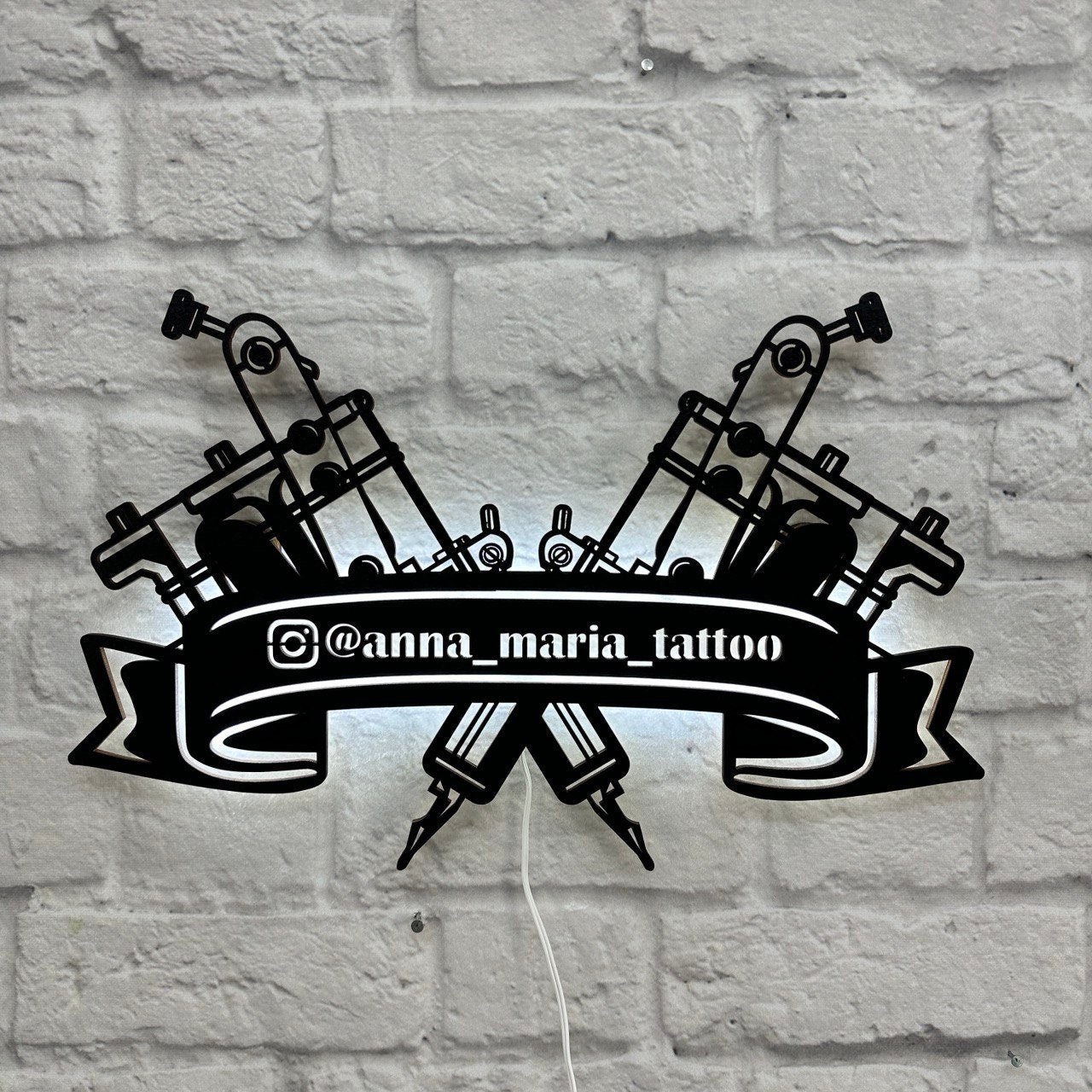 personalisiertes Geschenk für Tattoo Meister Master Tätowierer Tattoostudio Wanddeko Tattoomaschine Salon Geburtstag Jubiläum Firmenlogo