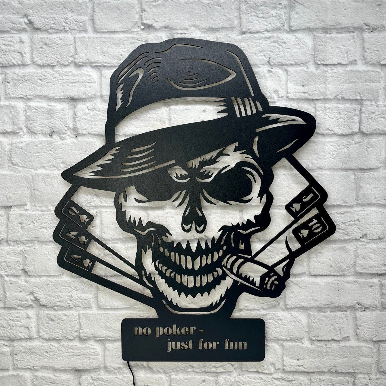 Geschenk für Poker Spieler Pokerfreunde Casino Schild mit Beleuchtung Geburtstag Jubiläum Royal Flush Pokerturnier Club LED Pokerschild