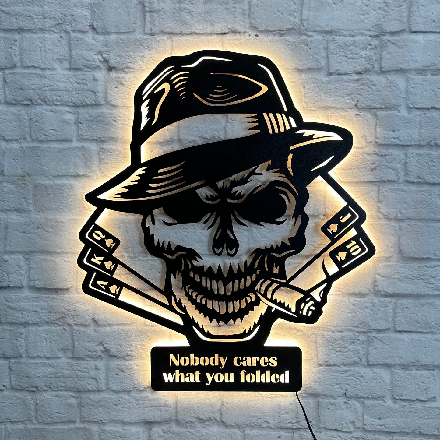 Geschenk für Poker Spieler Pokerfreunde Casino Schild mit Beleuchtung Geburtstag Jubiläum Royal Flush Pokerturnier Club LED Pokerschild