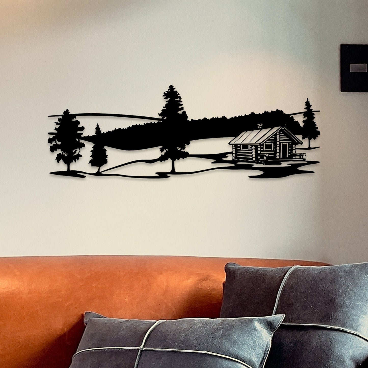 Wandbild aus Holz Haus in den Bergen Holzschild zum Aufkleben Berglandschaft Deko Berghütte Geburtstagsgeschenk für Bergsteiger Wandern