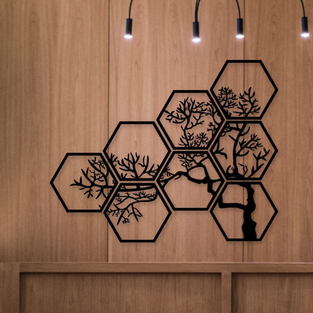 Wanddeko Lebensbaum 8-teilig – moderne Holzkunst für dein Zuhause – WoodFriends