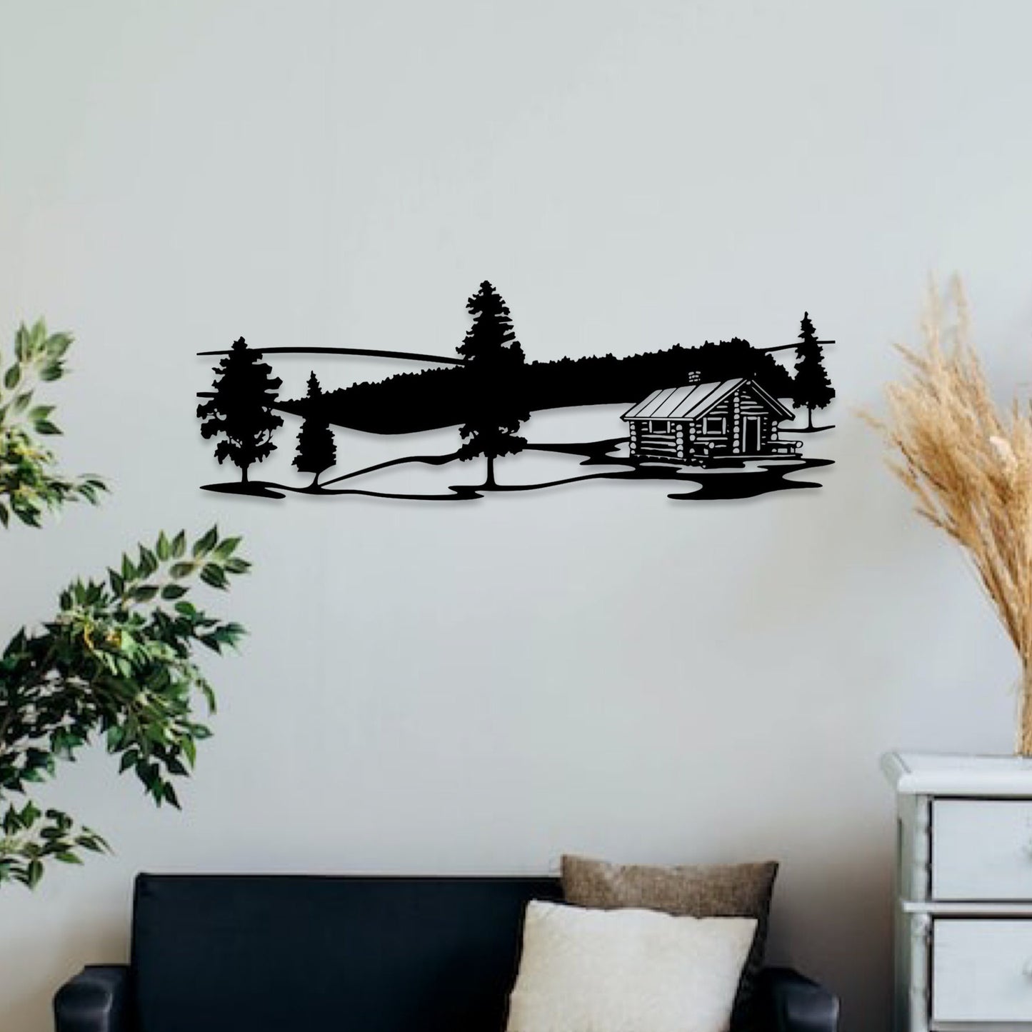Wandbild aus Holz Haus in den Bergen Holzschild zum Aufkleben Berglandschaft Deko Berghütte Geburtstagsgeschenk für Bergsteiger Wandern