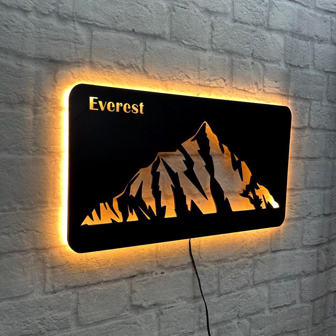 Wanddeko Mount Everest aus Holz – Geschenk für Bergsteiger – Himalaya Achttausender Wandbild – Deko für Naturfreunde & Bergwanderer