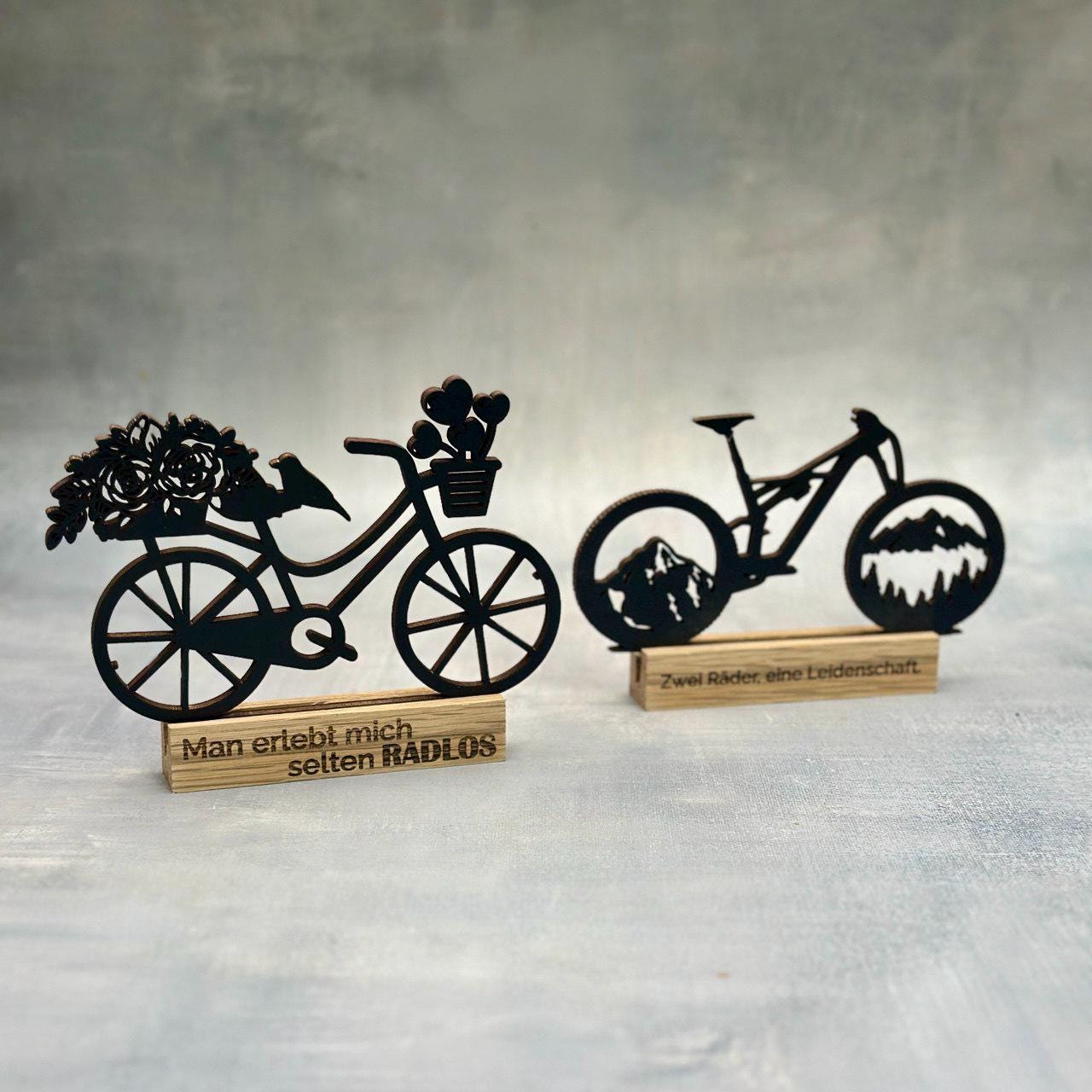 Personalisierbare Fahrradfigur Rennrad Mountainbike Fahrrad mit Eichenholz Perfektes Geschenk für Radfahrer Fahrradliebhaber Geburtstag