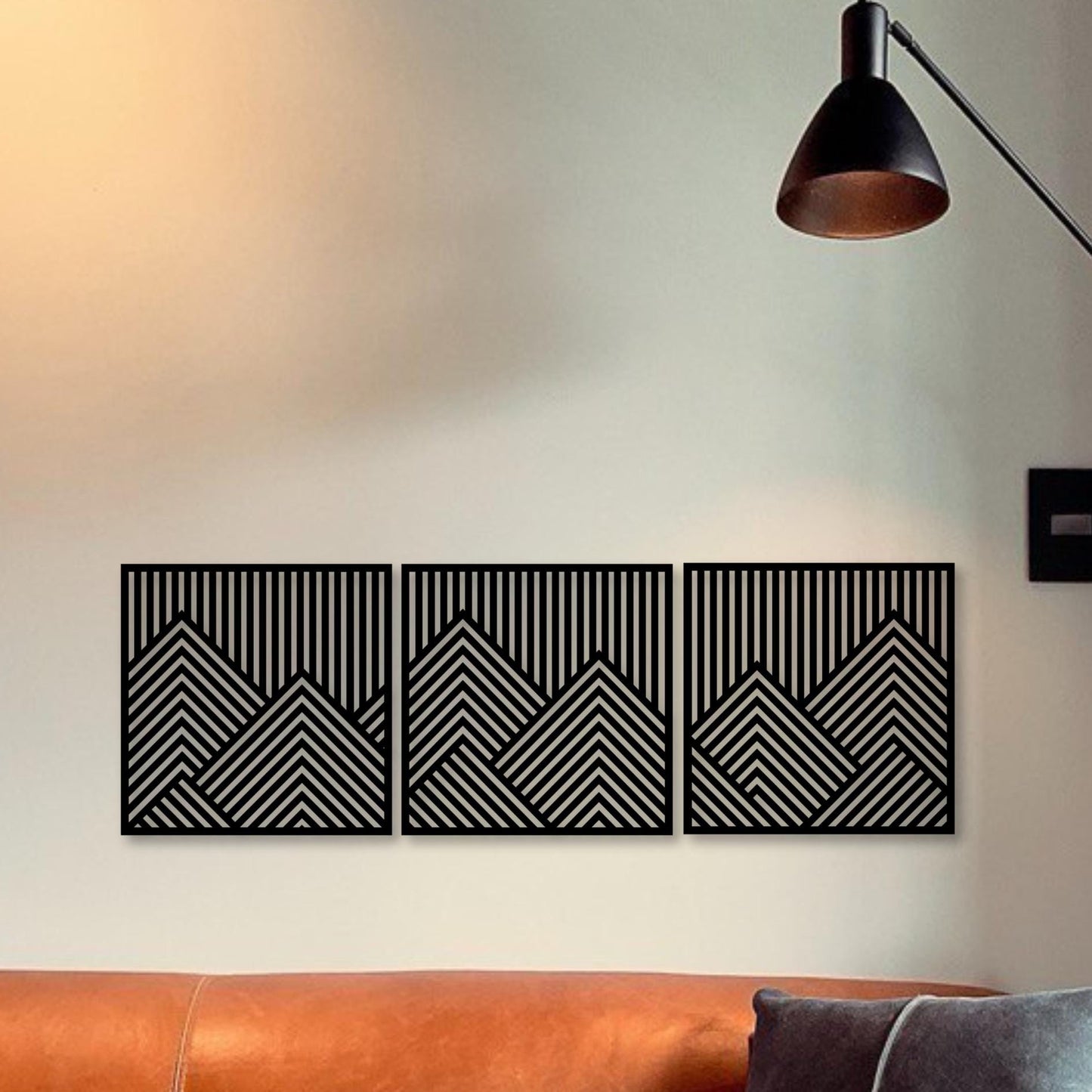 Wandbild aus Holz Geometrische Berge Holzschild zum Aufkleben Berglandschaft Deko Wandkunst Geburtstagsgeschenk für Bergsteiger Wanderer