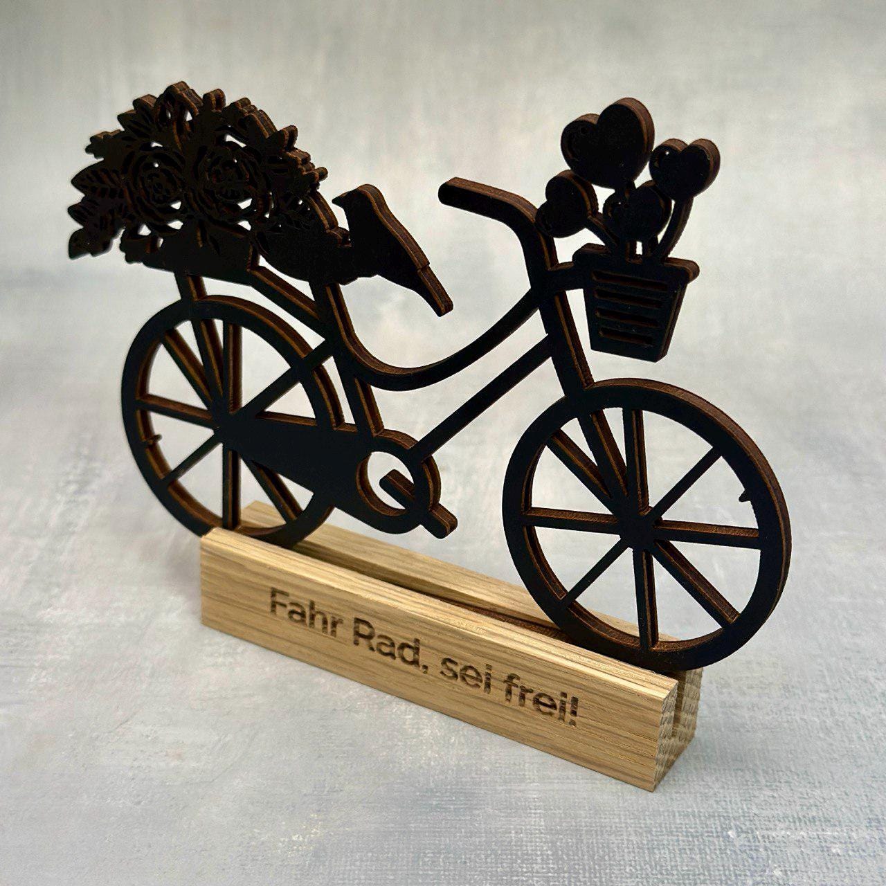 Personalisierbare Fahrradfigur Rennrad Mountainbike Fahrrad mit Eichenholz Perfektes Geschenk für Radfahrer Fahrradliebhaber Geburtstag