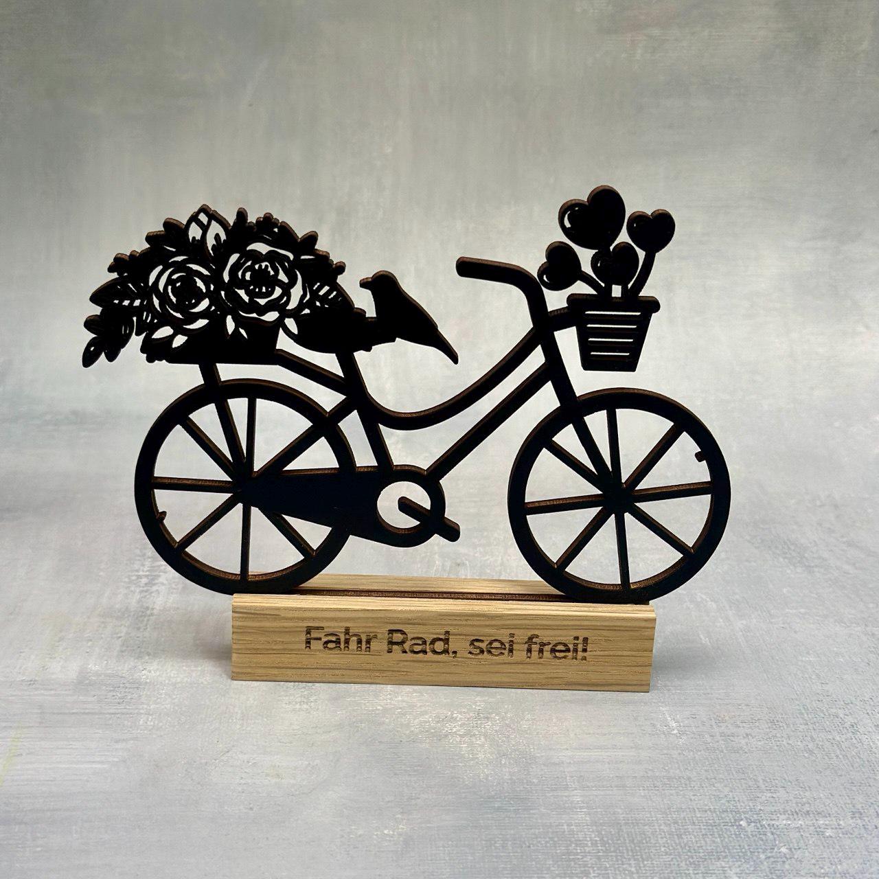 Rennrad Geschenk mit Gravur – personalisierte Fahrradfigur „Linie“ aus Holz – Deko für Radfahrer – minimalistisches Rennrad Design