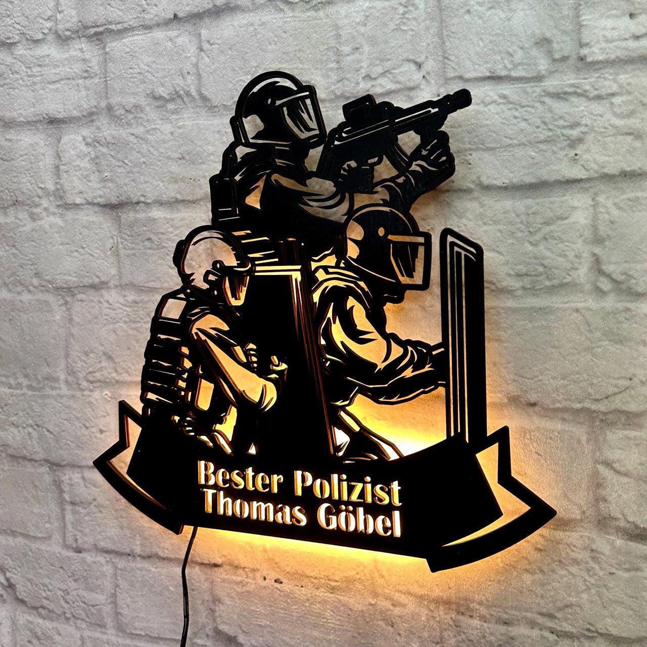 Geschenk für Polizist Polizei Beamte SEK Spezialeinsatkommando Kriminalpolizei Wanddeko Geburtstag Jubiläum Polizeirevier Spezialkräfte