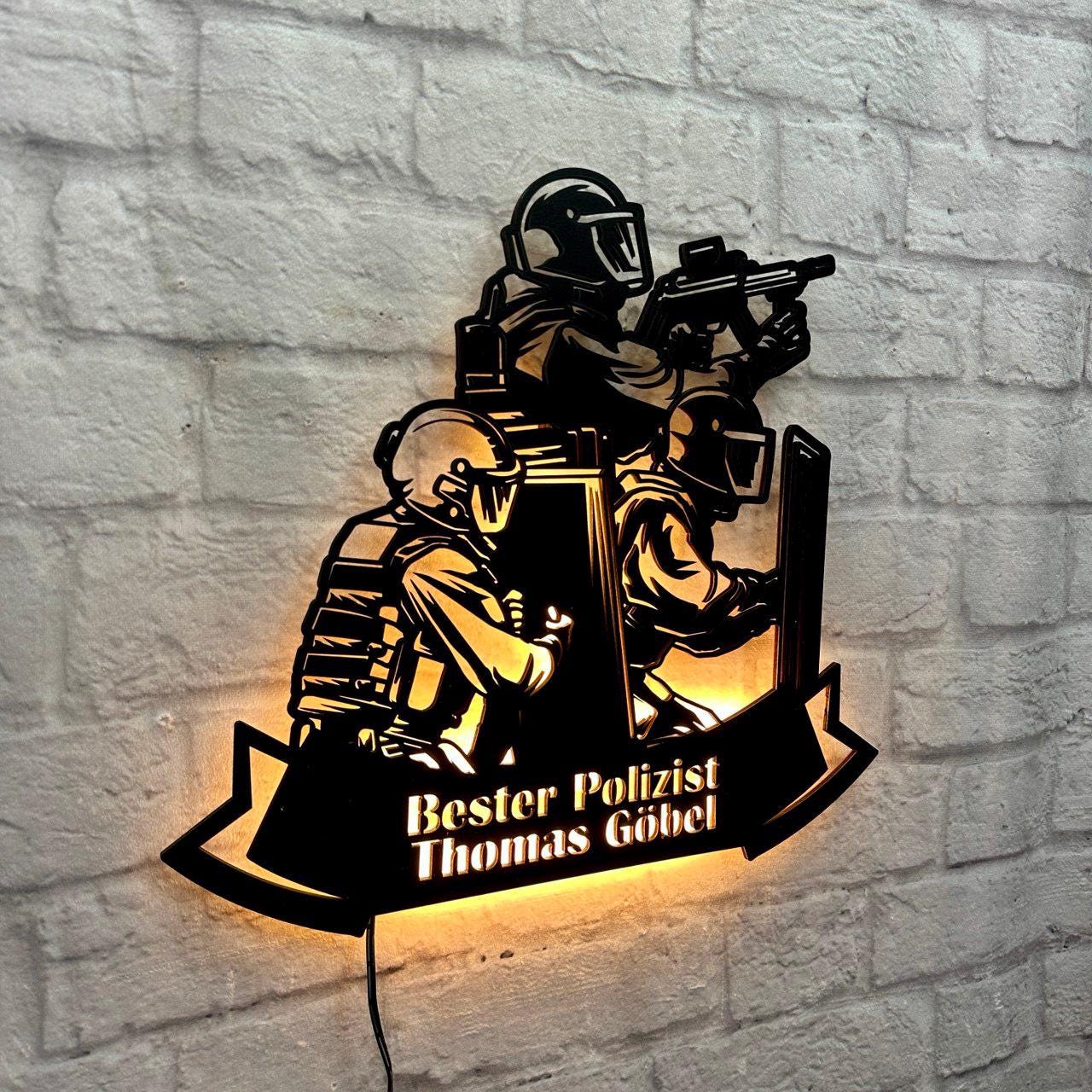 Geschenk für Polizist Polizei Beamte SEK Spezialeinsatkommando Kriminalpolizei Wanddeko Geburtstag Jubiläum Polizeirevier Spezialkräfte