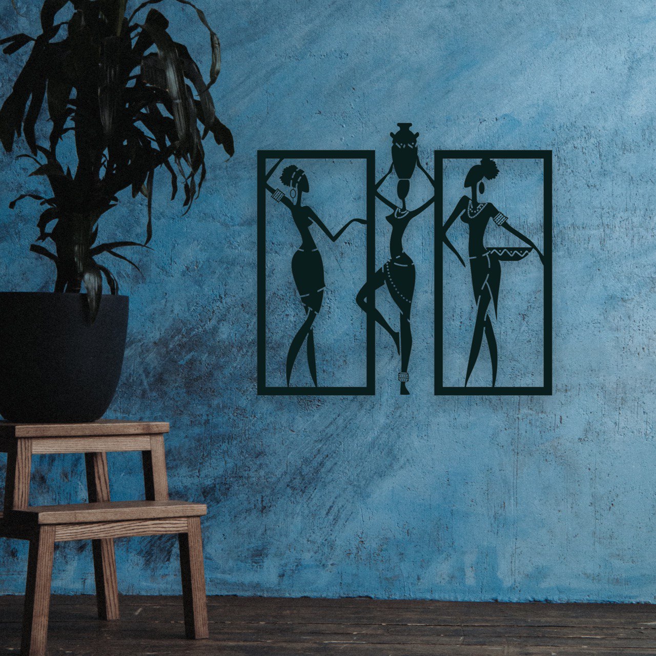 Wandbild aus Holz: Afrikanische Frauen | Ethnische Deko, Afroamerikanische Wandkunst, Geschenk