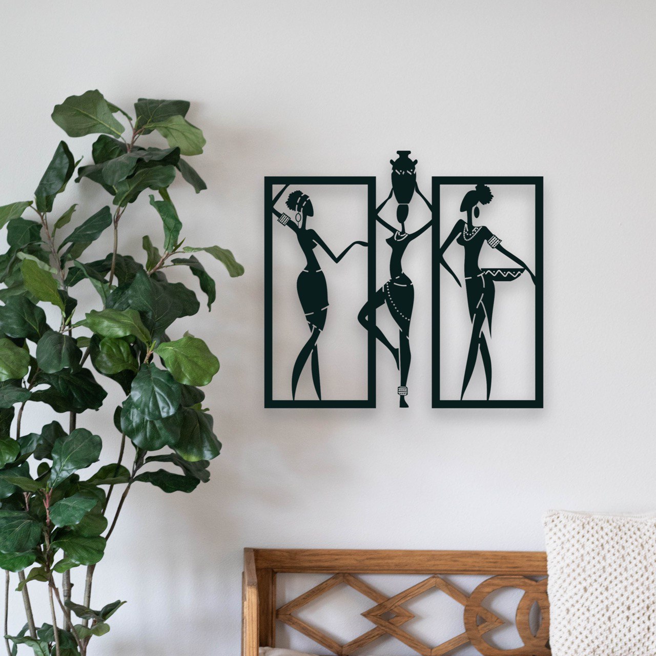 Wandbild aus Holz: Afrikanische Frauen | Ethnische Deko, Afroamerikanische Wandkunst, Geschenk