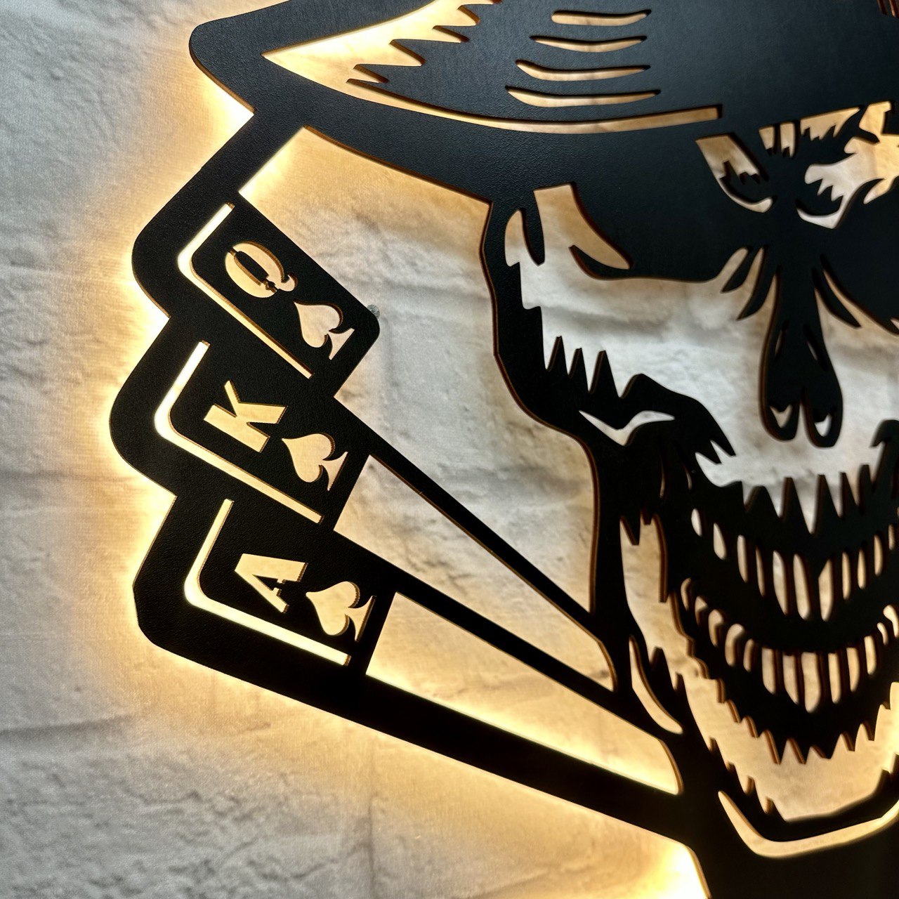 Geschenk für Poker-Spieler: LED Schild mit Beleuchtung | Royal Flush, Pokerturnier, Geburtstag