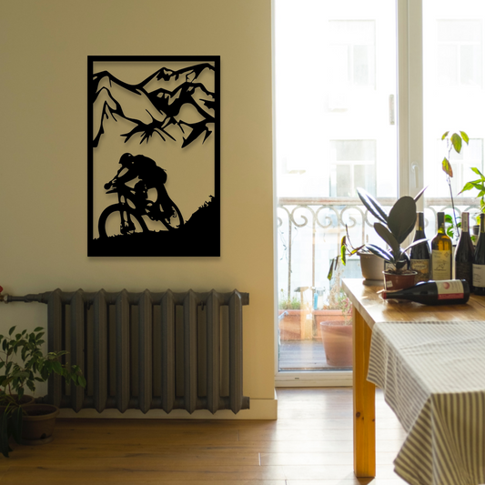 Wandbild aus Holz: Mountainbike Downhill | Deko, Wandkunst, Geschenk für Radler & Fahrradsport