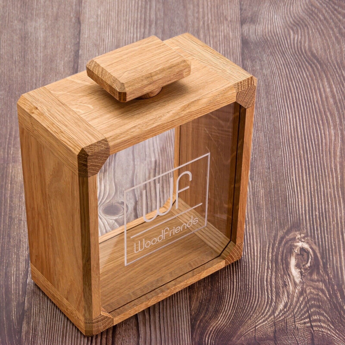 WoodFriends Weinkorkenbox aus Eichenholz Geschenk Weinliebhaber Sammler Flasche