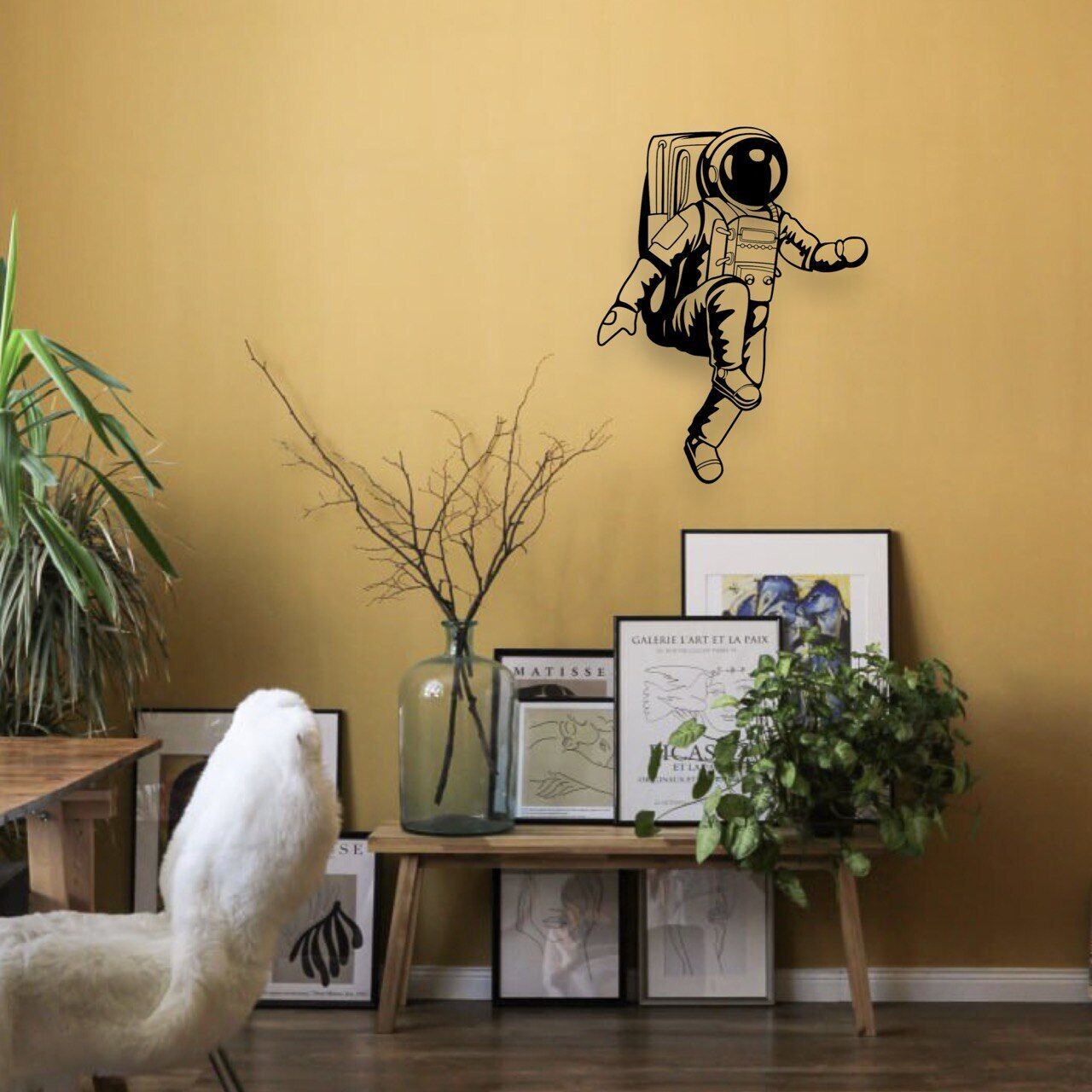 Wandbild aus Holz: Astronaut | Holzschild zum Aufkleben, Kinderzimmer Deko, Raumfahrer