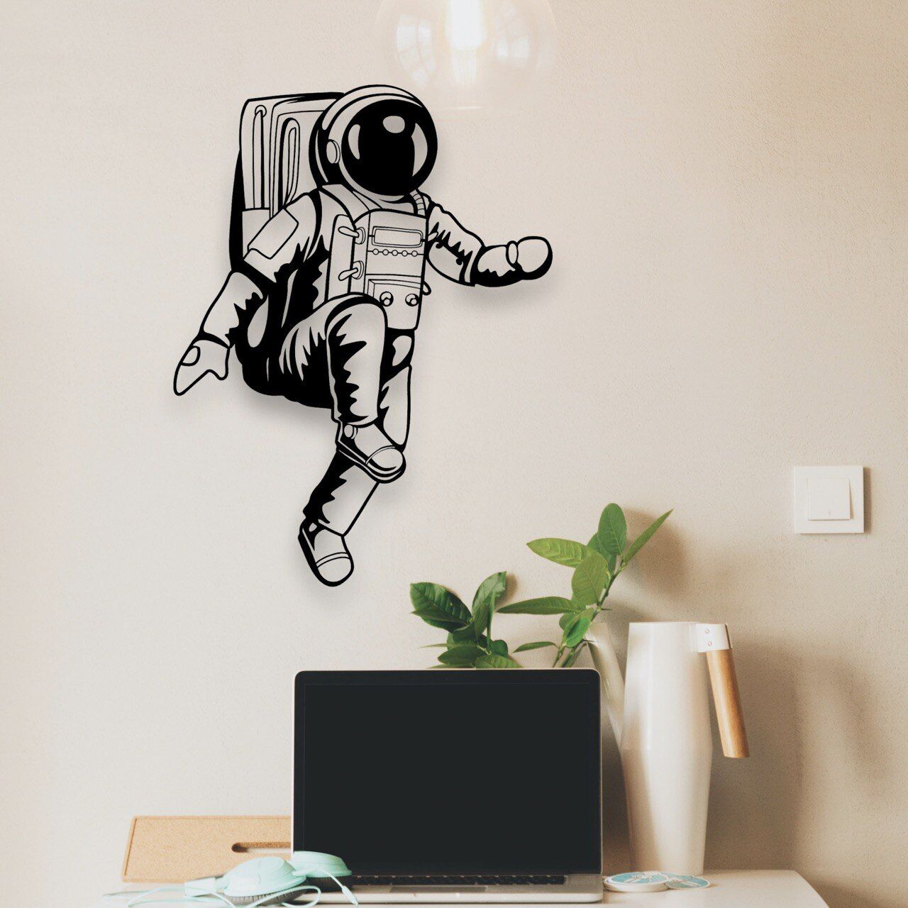 Wandbild aus Holz: Astronaut | Holzschild zum Aufkleben, Kinderzimmer Deko, Raumfahrer