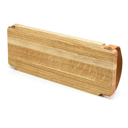 WoodFriends Servierbrett aus Eiche Massivholz 40x15x2cm Ledergriff Schneidebrett
