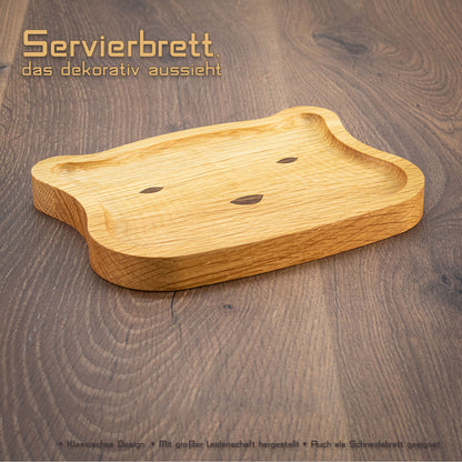 Servierteller Bärchen aus Eichenholz für Kinder / Geburtstagsgeschenk