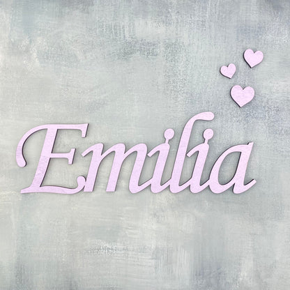 Namensschild aus Holz Personalisierter Schriftzug Kinderzimmer Dekoration Kinder Babyparty Geschenk Türschild Name inkl. Klebepads