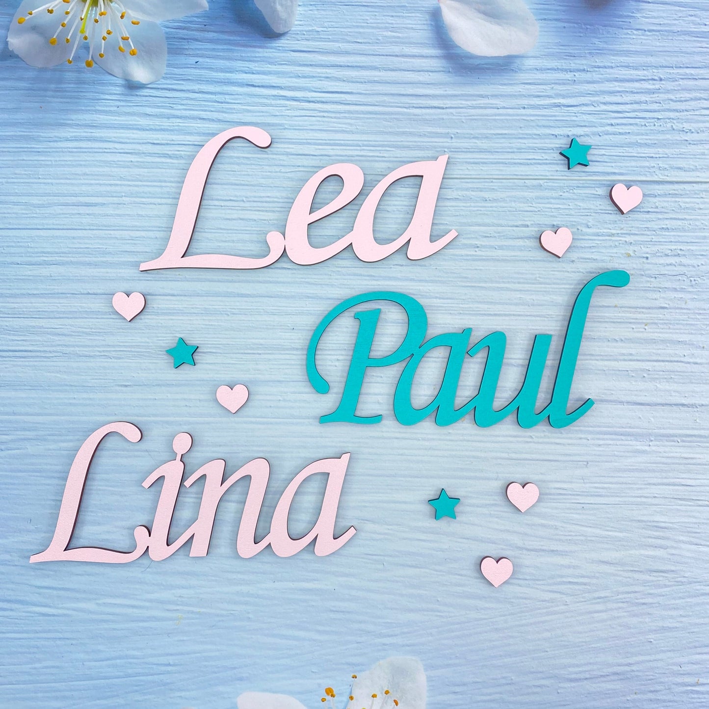 Namensschild aus Holz Personalisierter Schriftzug Kinderzimmer Dekoration Kinder Babyparty Geschenk Türschild Name inkl. Klebepads