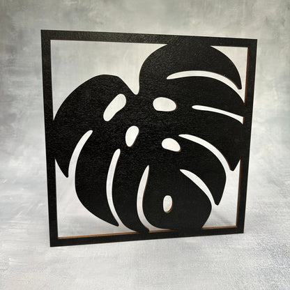 Philodendron Palmenblatt Monstera Wandbild aus Holz Dekoration Interior Geschenk