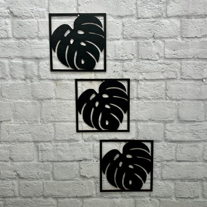Philodendron Palmenblatt Monstera Wandbild aus Holz Dekoration Interior Geschenk