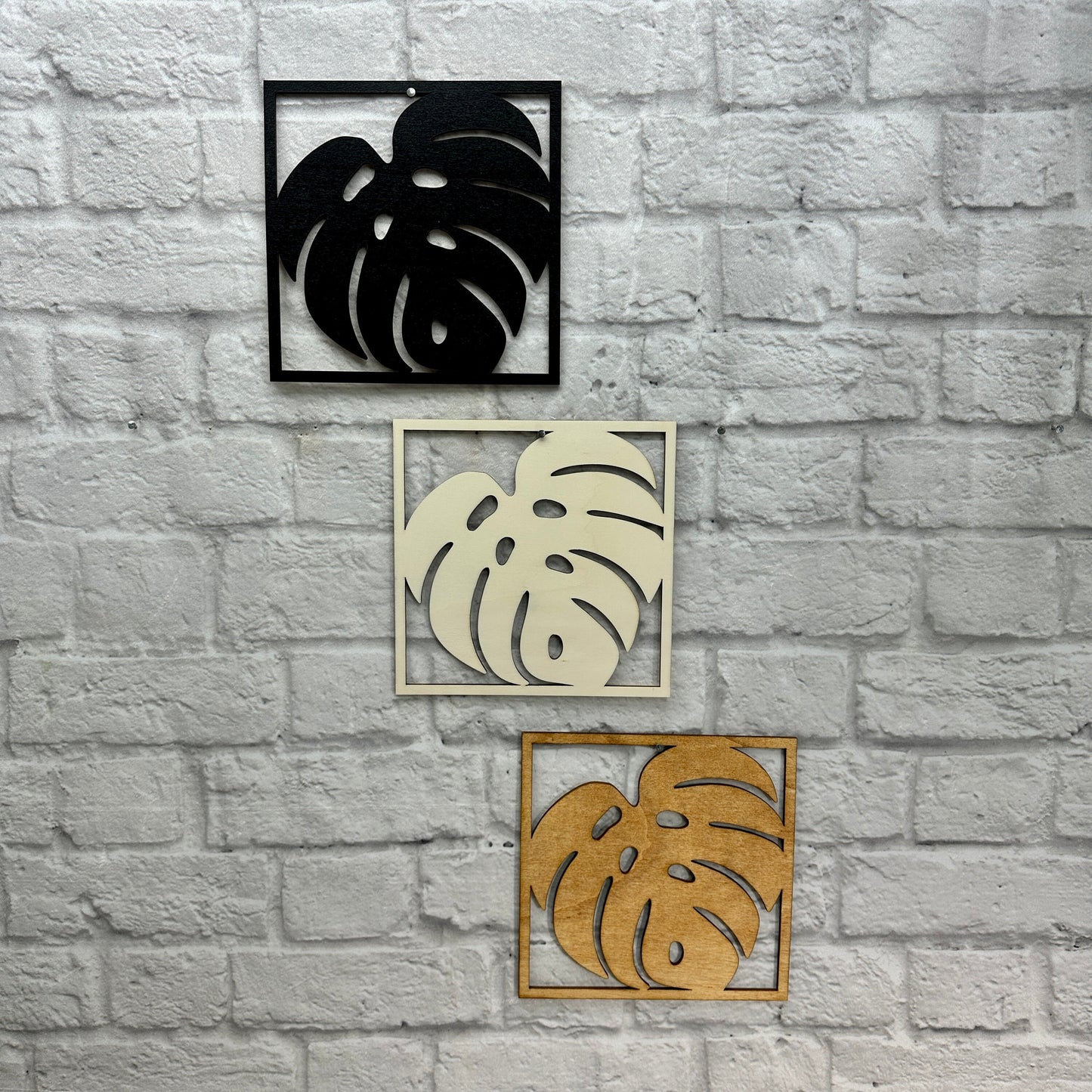 Philodendron Palmenblatt Monstera Wandbild aus Holz Dekoration Interior Geschenk