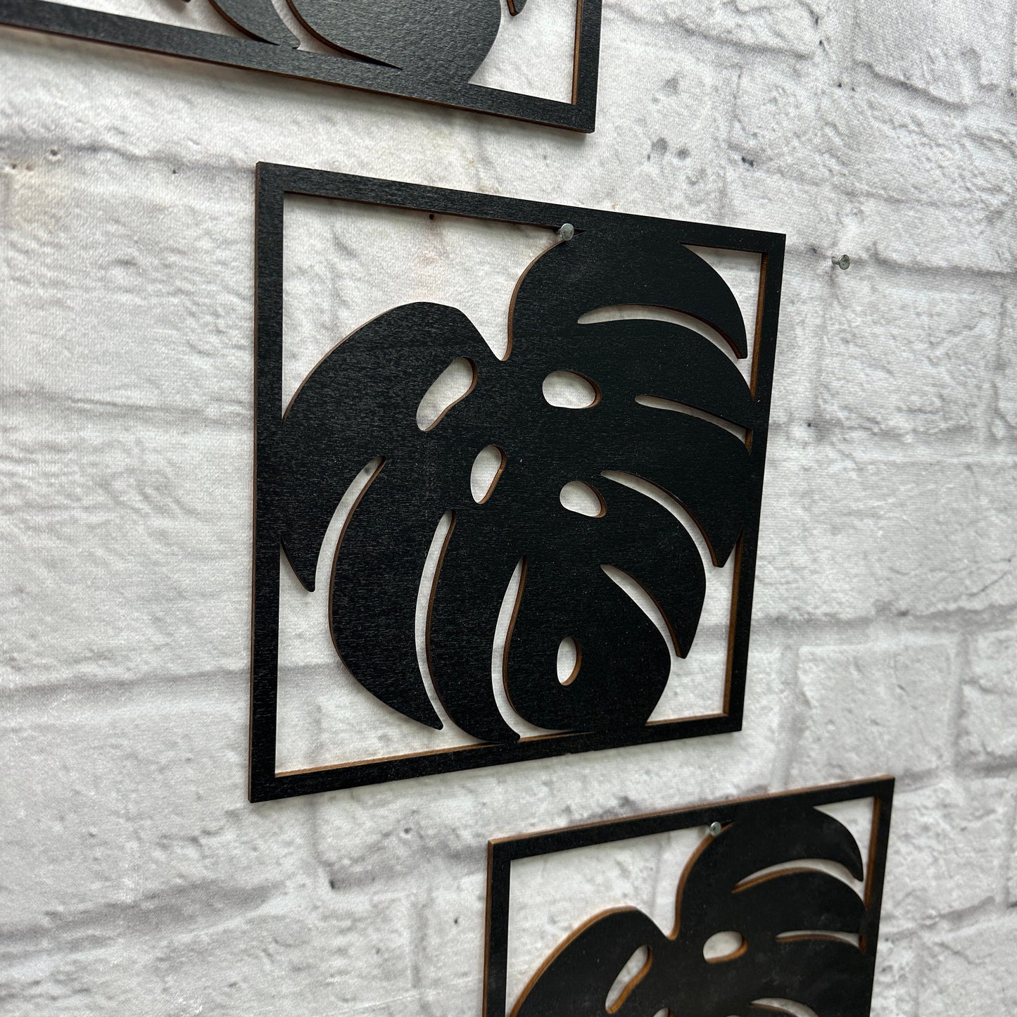 Philodendron Palmenblatt Monstera Wandbild aus Holz Dekoration Interior Geschenk