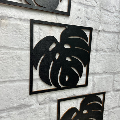 Philodendron Palmenblatt Monstera Wandbild aus Holz Dekoration Interior Geschenk