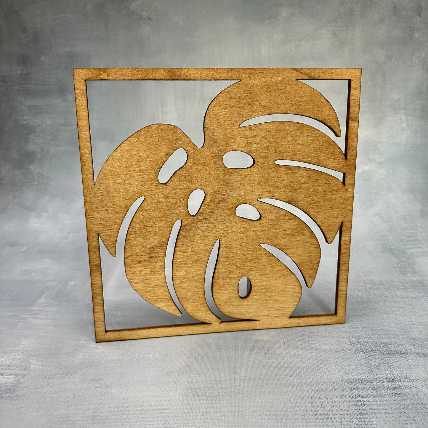 Philodendron Palmenblatt Monstera Wandbild aus Holz Dekoration Interior Geschenk