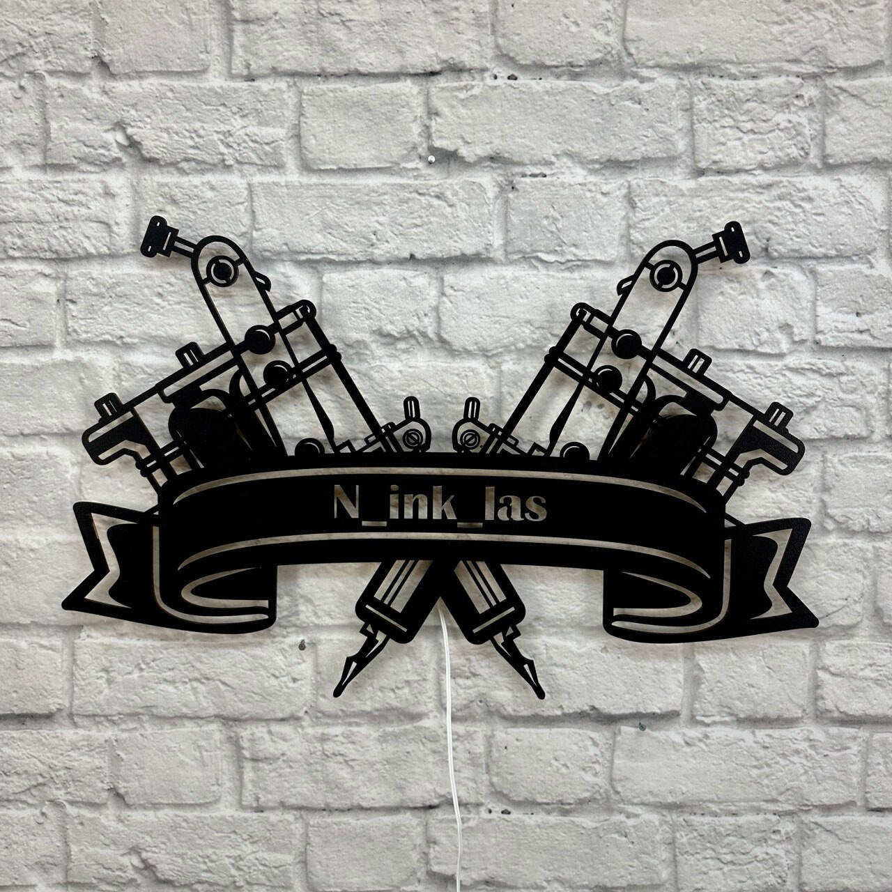 personalisiertes Geschenk für Tattoo Meister Master Tätowierer Tattoostudio Wanddeko Tattoomaschine Salon Geburtstag Jubiläum Firmenlogo