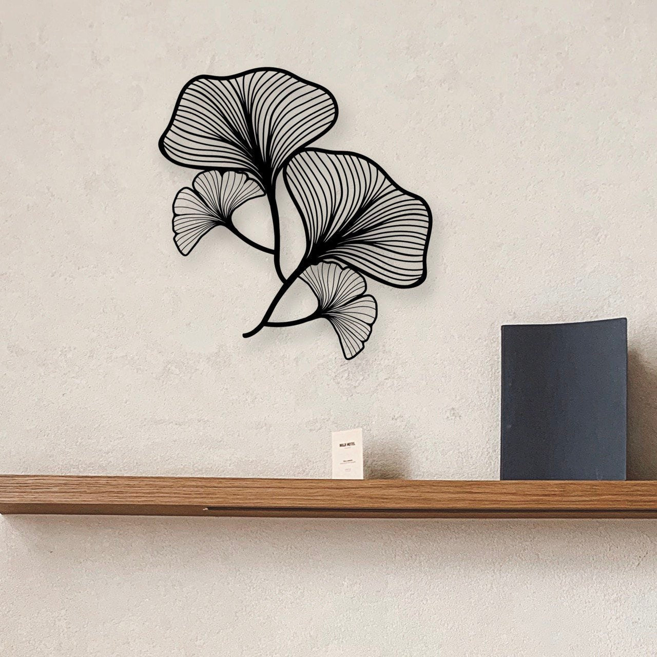 Wandbild aus Holz Ginkgo Blätter 68x68cm Holzschild zum Aufkleben Deko Wandkunst Geburtstagsgeschenk für Botaniker Pflanzen Blatt Tropische
