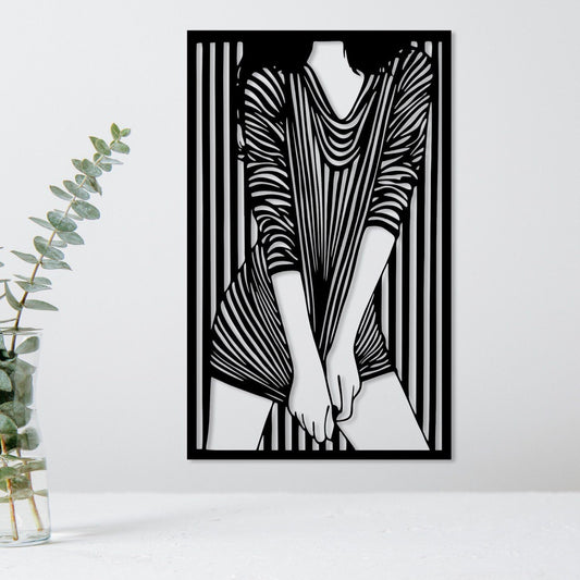 Wandbild Wohnzimmerdekoration Frauenfigur aus Holz gelasert schwarz in verschiedenen Größen Wandkunst elegantes Holzbild zum Aufkleben Wand