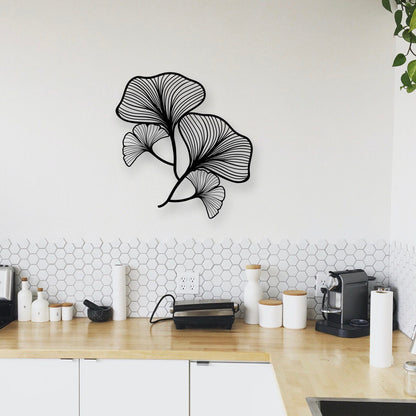 Wandbild aus Holz Ginkgo Blätter 68x68cm Holzschild zum Aufkleben Deko Wandkunst Geburtstagsgeschenk für Botaniker Pflanzen Blatt Tropische