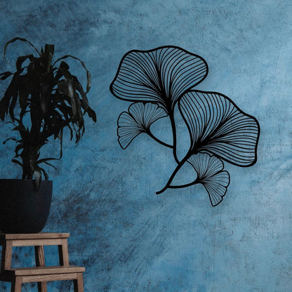 Wandbild aus Holz Ginkgo Blätter 68x68cm Holzschild zum Aufkleben Deko Wandkunst Geburtstagsgeschenk für Botaniker Pflanzen Blatt Tropische