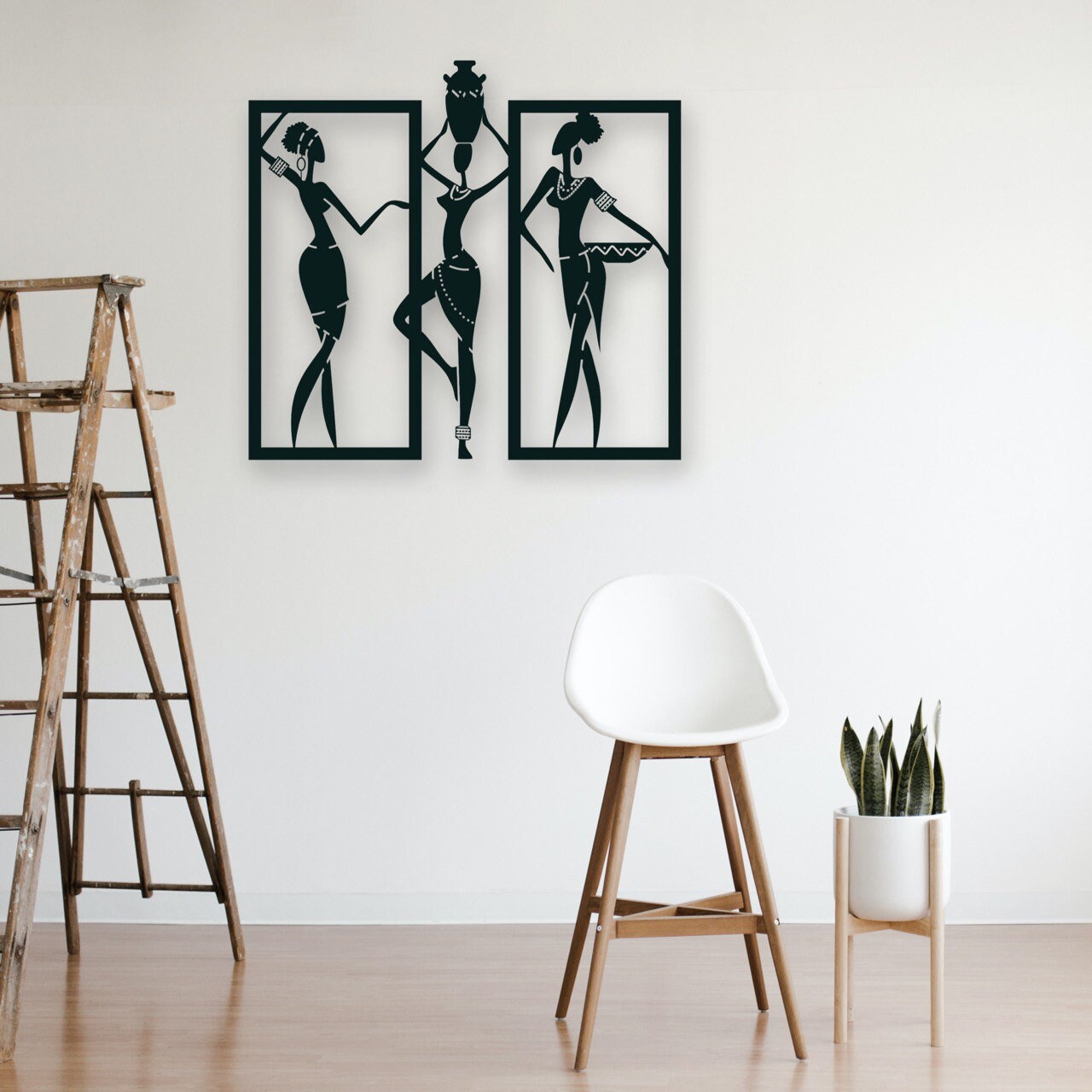 Wandbild aus Holz Afrikanische Frauen Holzschild zum Aufkleben ethnische Deko afroamerikanische Wandkunst Geburtstagsgeschenk inkl Klebepads